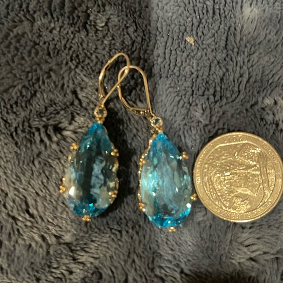 Beautiful Blue Topaz on sterling silver huge stones dangling - Picture 1 of 3